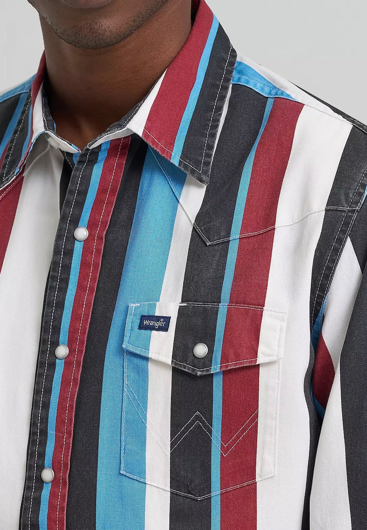 Men's Vintage-Inspired Brushpopper Western Snap Shirt in Blue