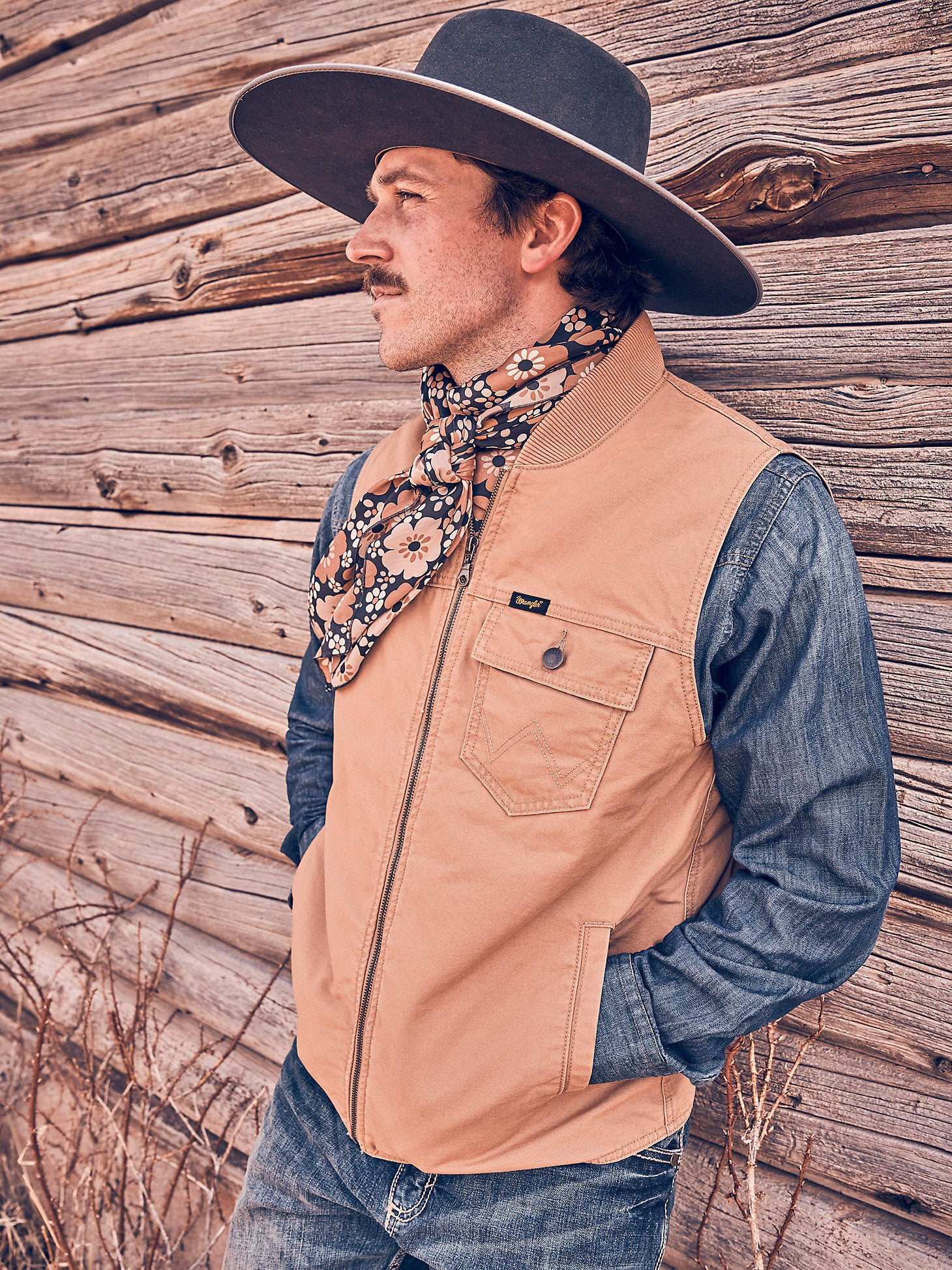 QUILT LINED RANCHER VEST IN TOBACCO BROWN by Wrangler CrossRail