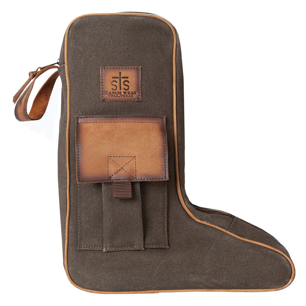 STS Ranchwear Western Boot Bag Mens Dark Canvas Zip green STS38902